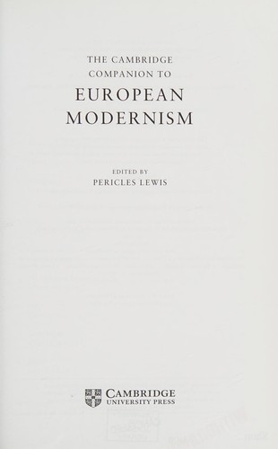 The Cambridge Companion to European Modernism