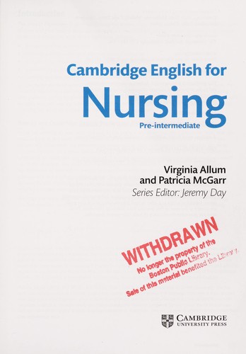 Підручник «Cambridge English for Nursing Student's Book with Audio CDs (підручник+аудіодиск)
