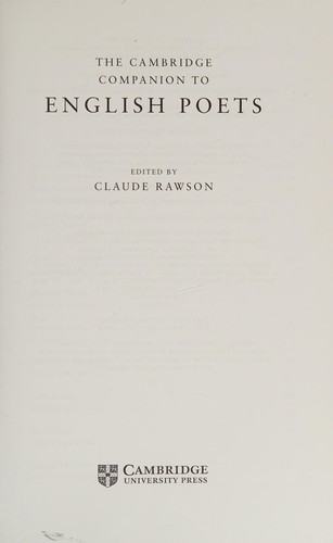The Cambridge Companion to English Poets