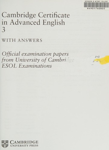 Посібник «Cambridge Certificate in Advanced English 3 for Updated Exam Self-study Pack (Student's Book with answers and Audio CDs (2)) : Examination Papers from University of Cambridge ESOL Examinations