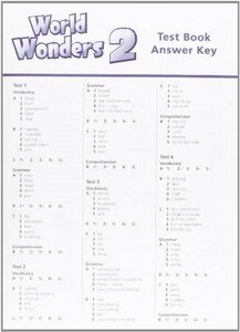 Посібник «World Wonders 2. Test Book Answer Key (відповіді до тестів)