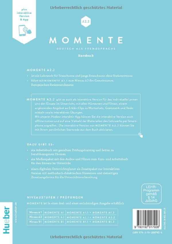 Momente A2.2 Kursbuch plus interaktive Version