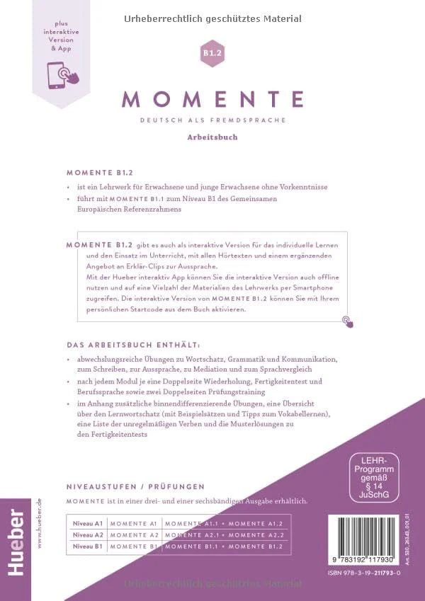 Momente B1.2 Arbeitsbuch plus interaktive Version