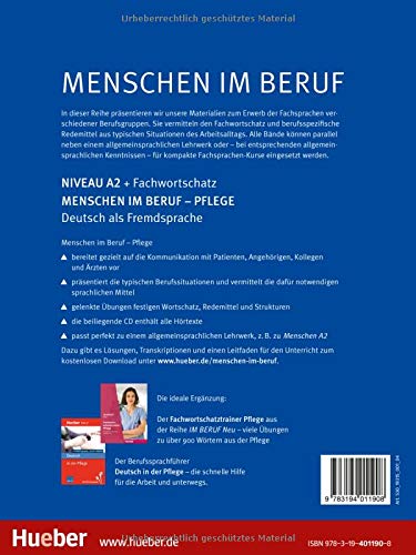 Menschen im Beruf. Pflege A2, Kursbuch + CD