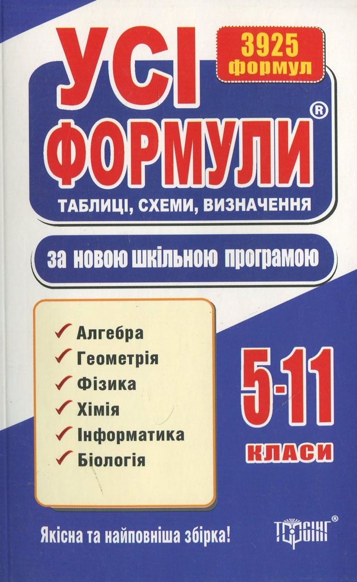 Усі формули, таблиці, схеми, визначення за новою програмою. 5-11 класи