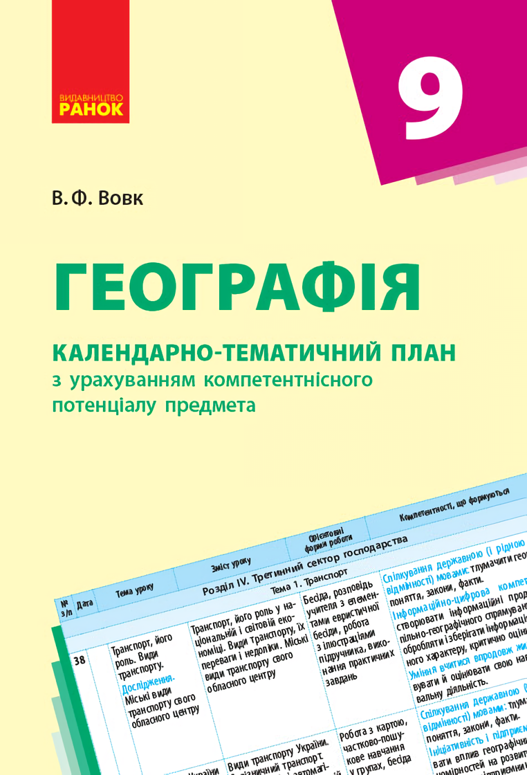 Географія. 9 клас. Календарно-тематичний план