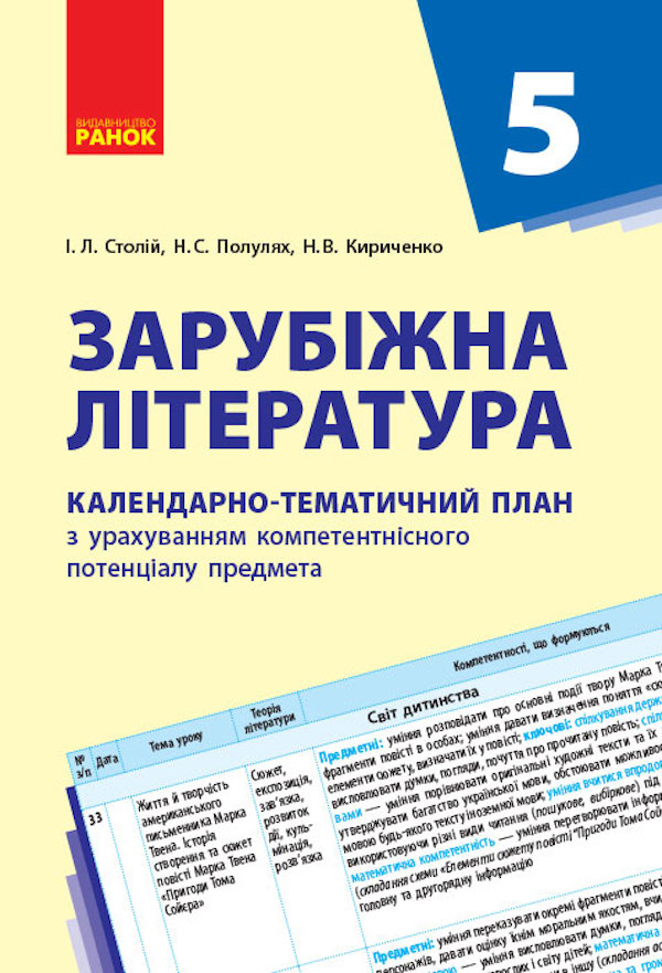 Зарубіжна література. Календарно-тематичний план. 5 клас