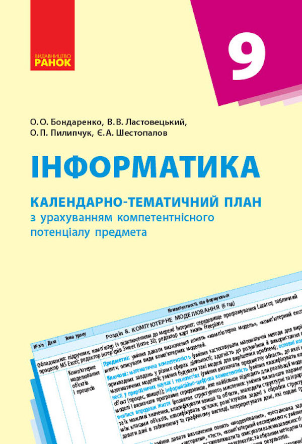 Інформатика. 9 клас. Календарно-тематичний план з урахуванням компетентнісного потенціалу предмета