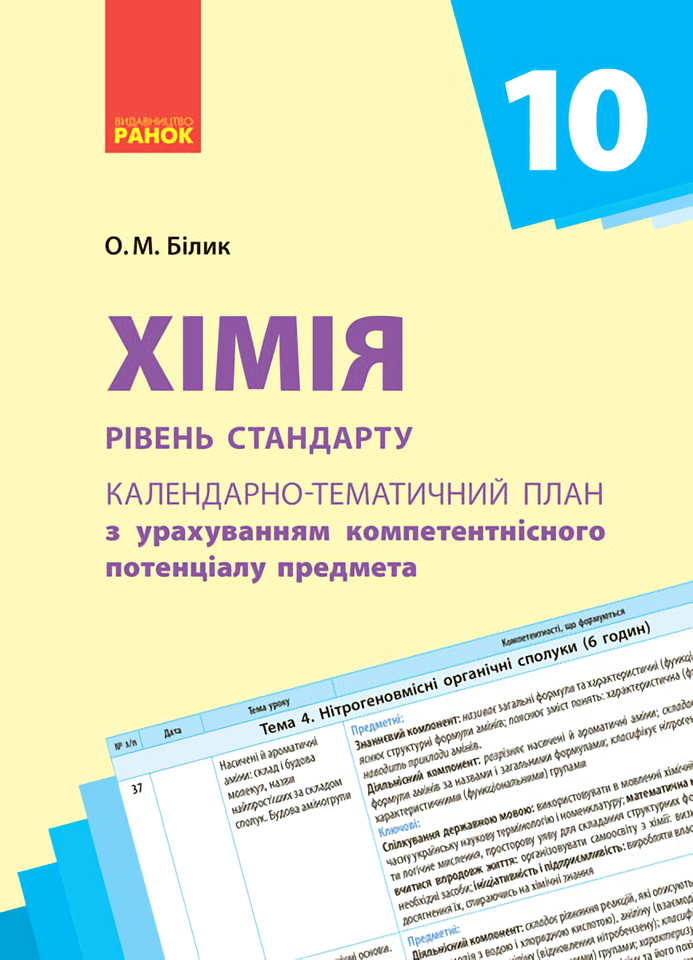 Календарно-тематичне планування. Хімія. 10 клас
