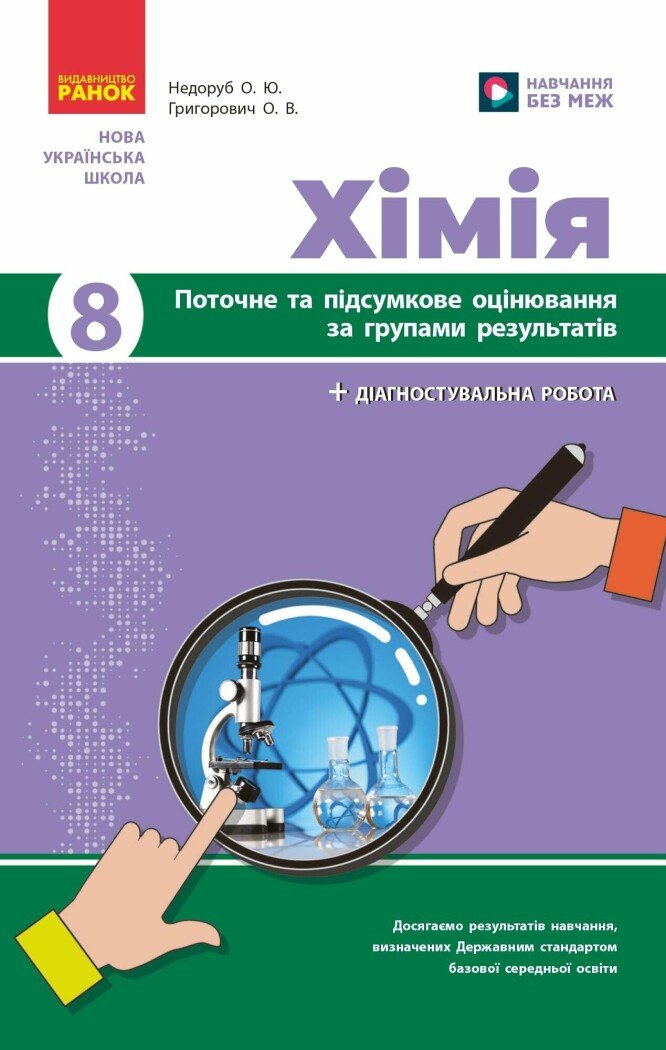 Хімія. 8 клас. Поточне та підсумкове оцінювання за групами результатів