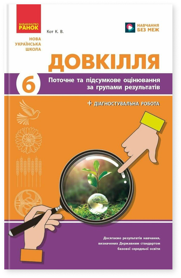 Довкілля. 6 клас. Поточне та підсумкове оцінювання за групами результатів + діагностувальна робота
