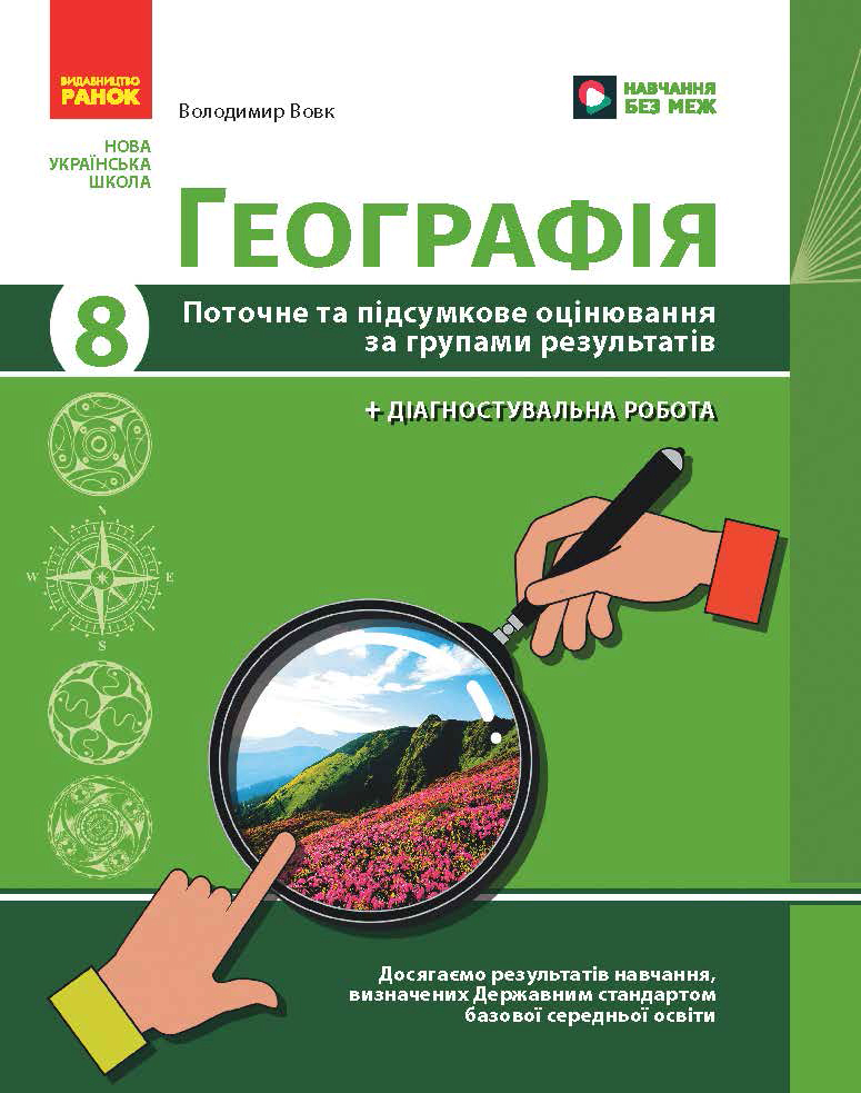 Географія. 8 клас. Поточне та підсумкове оцінювання за групами результатів і діагностувальна робота
