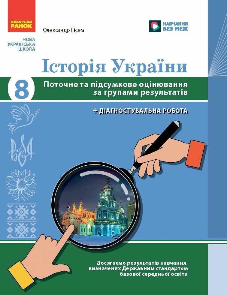 Історія України. 8 клас. Поточне та підсумкове оцінювання за групами результатів + діагностувальна робота