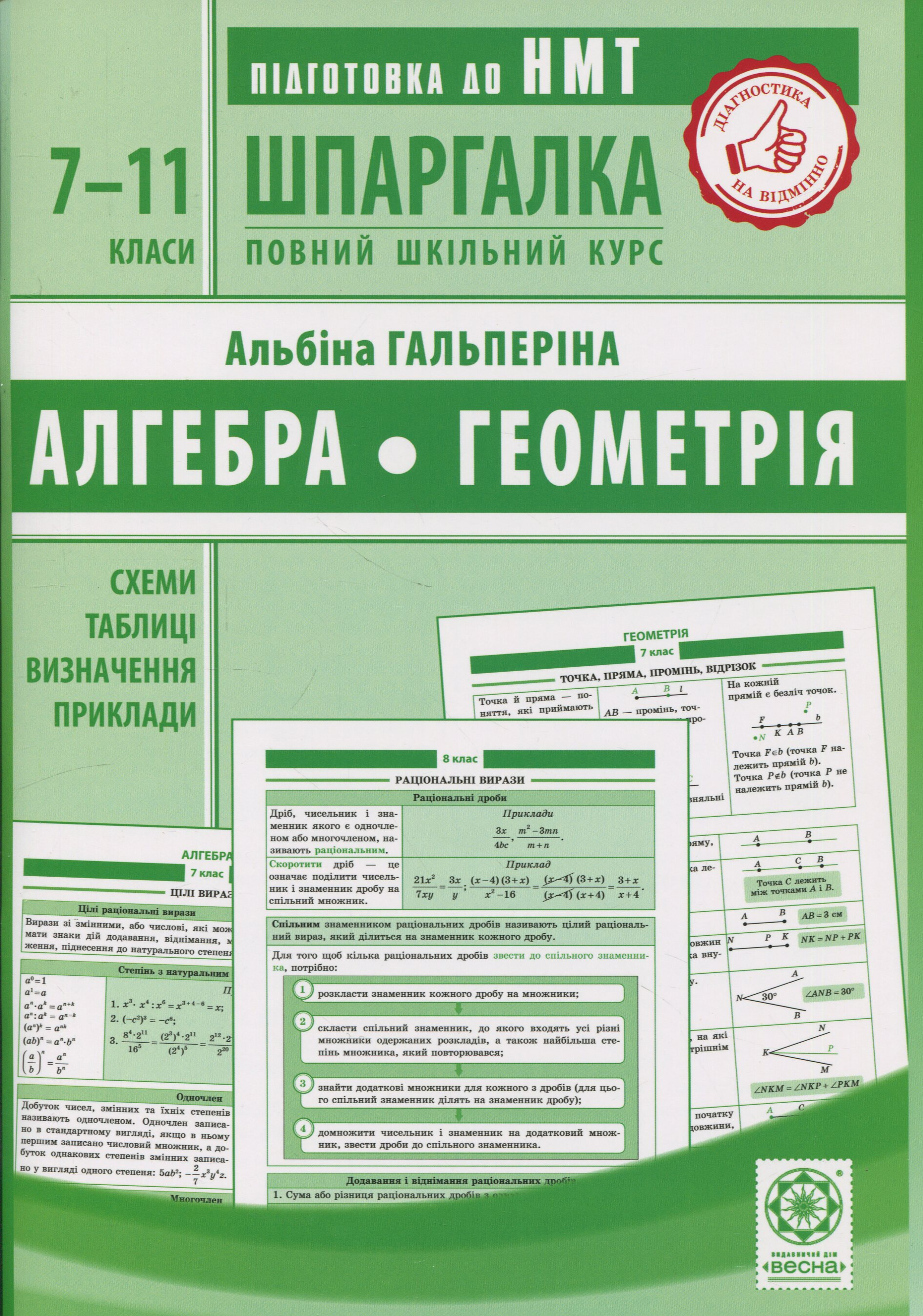 Шпаргалка. Алгебра. Геометрія. 7-11 класи