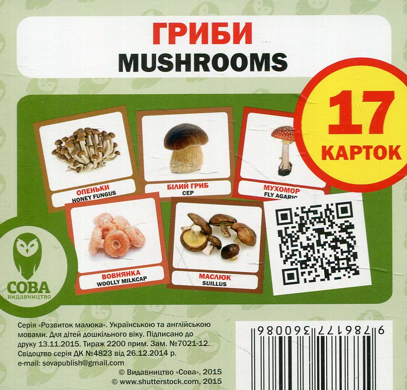 Навчальний посібник «Гриби / Mushrooms» 17 карток