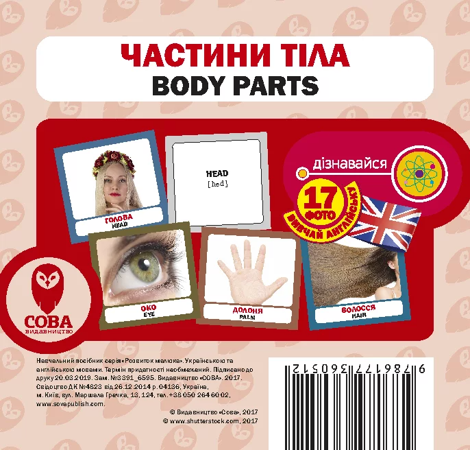 Навчальний посібник «Частини тіла / Body Parts» 17 карток