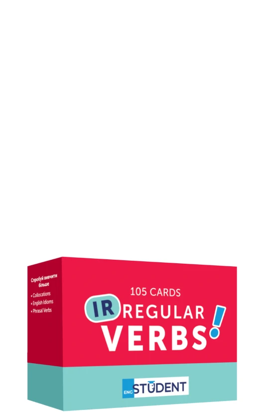 Картки для вивчення англійських слів. Irregular Verbs / Неправильні дієслова (105 флеш-карток)