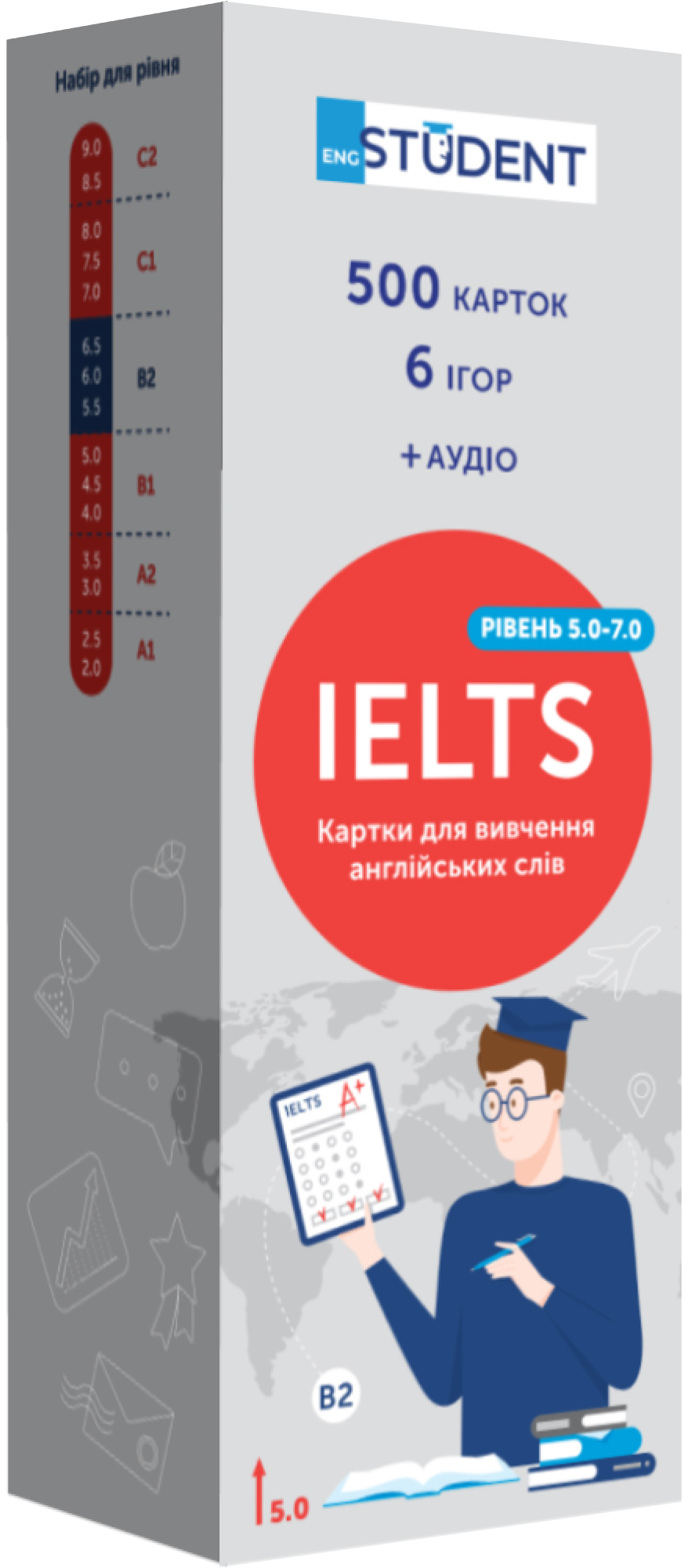 Картки «Картки для вивчення англійських слів. IELTS. Рівень 5.0-7.0 (500 флеш-карток)