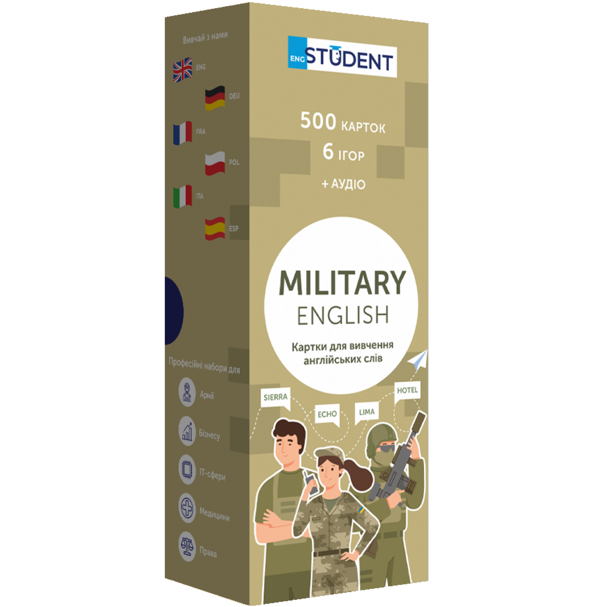 Картки для вивчення англійських слів. Military English (500 флеш-карток)