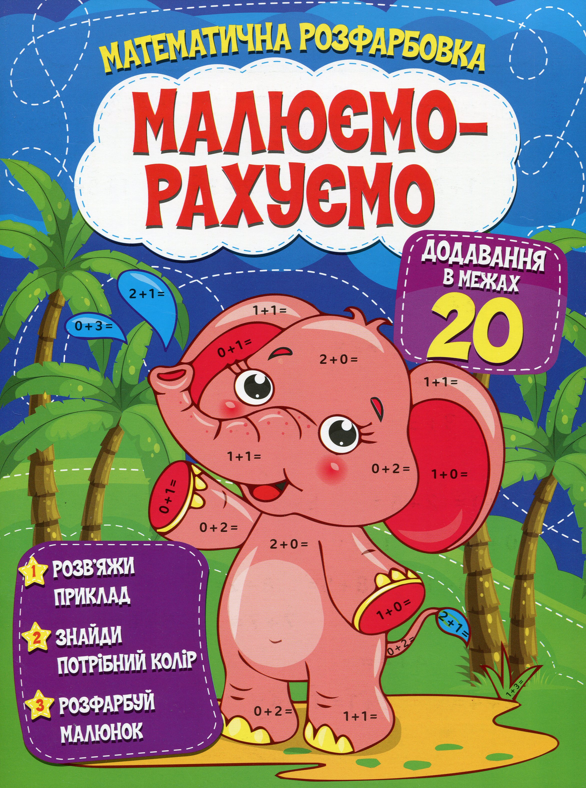 Математична розфарбовка «Малюємо-рахуємо». Додавання в межах 20