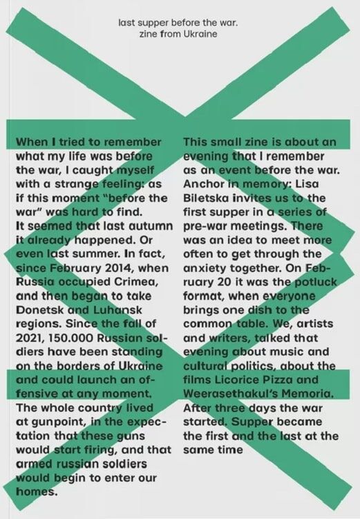 Last Supper Before the War. Zine from Ukraine за ред. Філоненко Б.