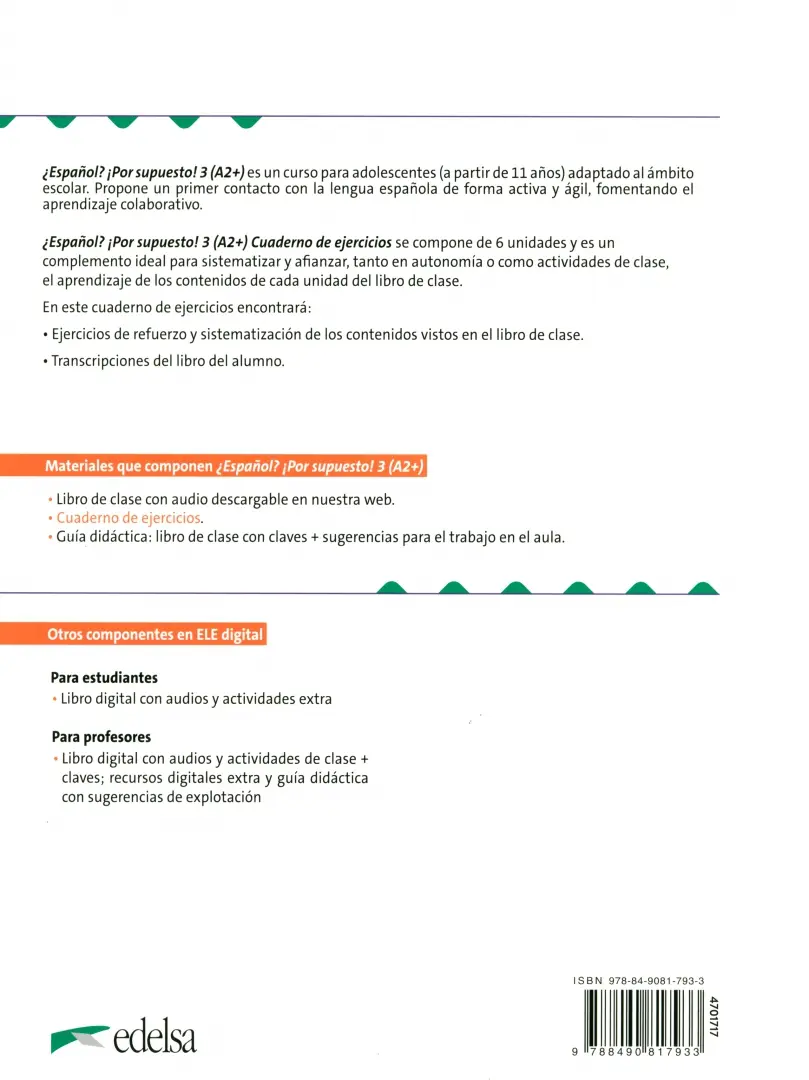 Espanol Por supuesto 3 (A2+). Cuaderno de Ejercicios
