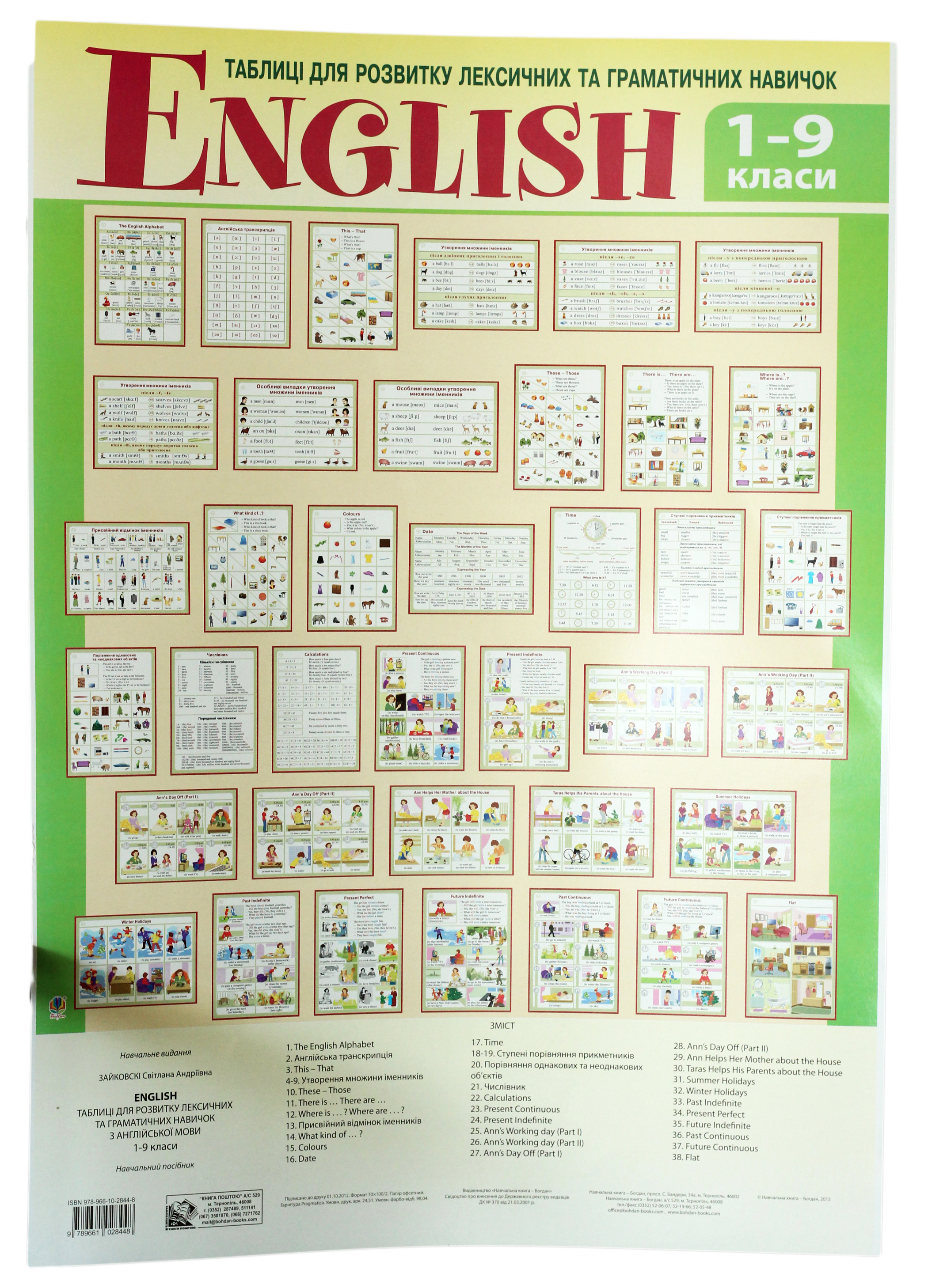 English. Таблиці для розвитку лексичних та граматичних навичок. 1-9 класи. Листове видання