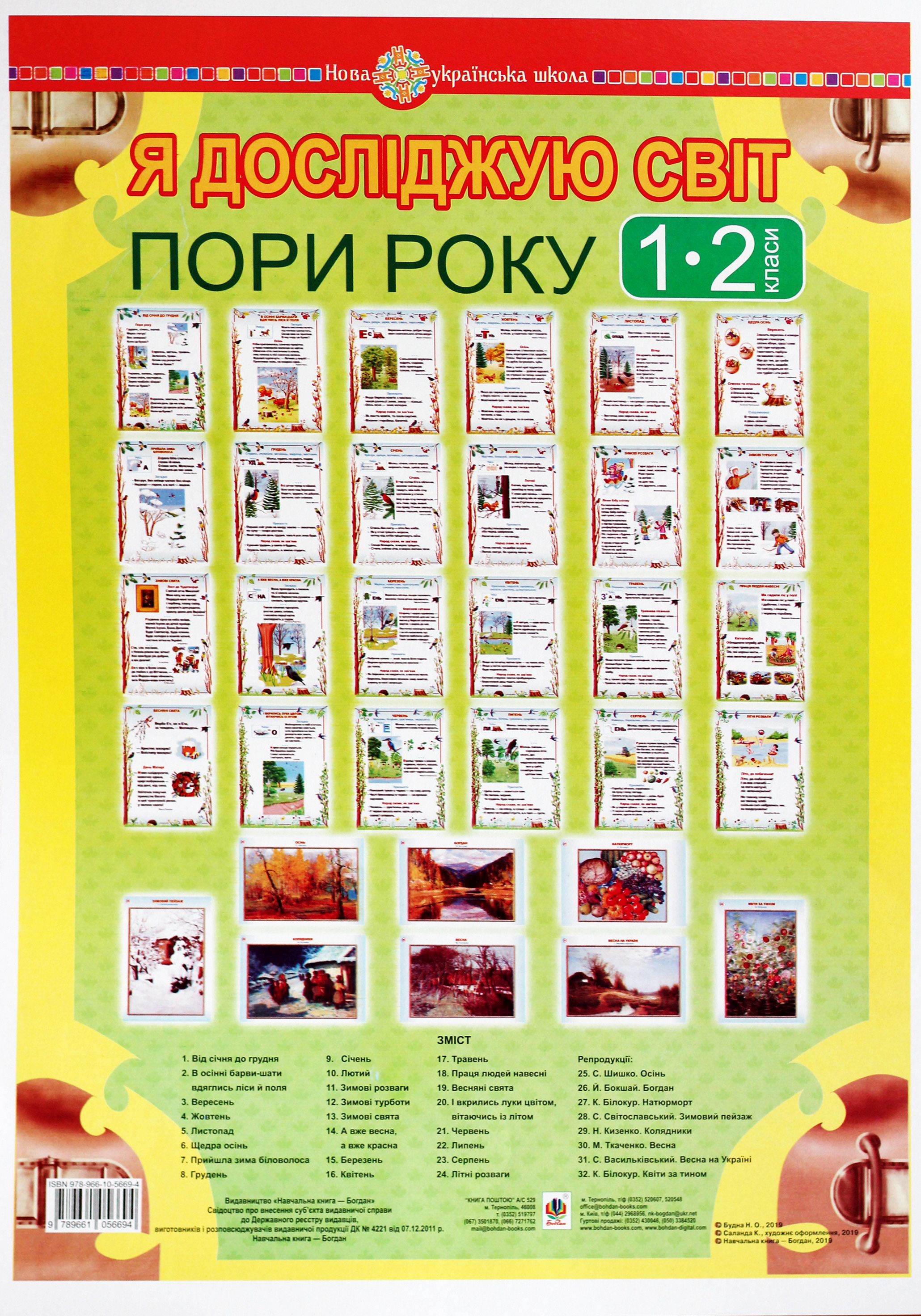 Я досліджую світ. Пори року. 1-2 класи. Таблиці