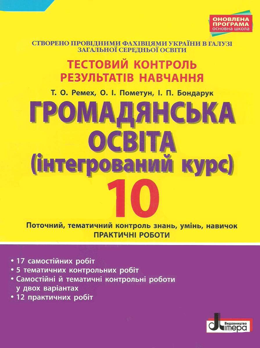 Громадянська освіта. 10 клас. Тестовий контроль результатів навчання