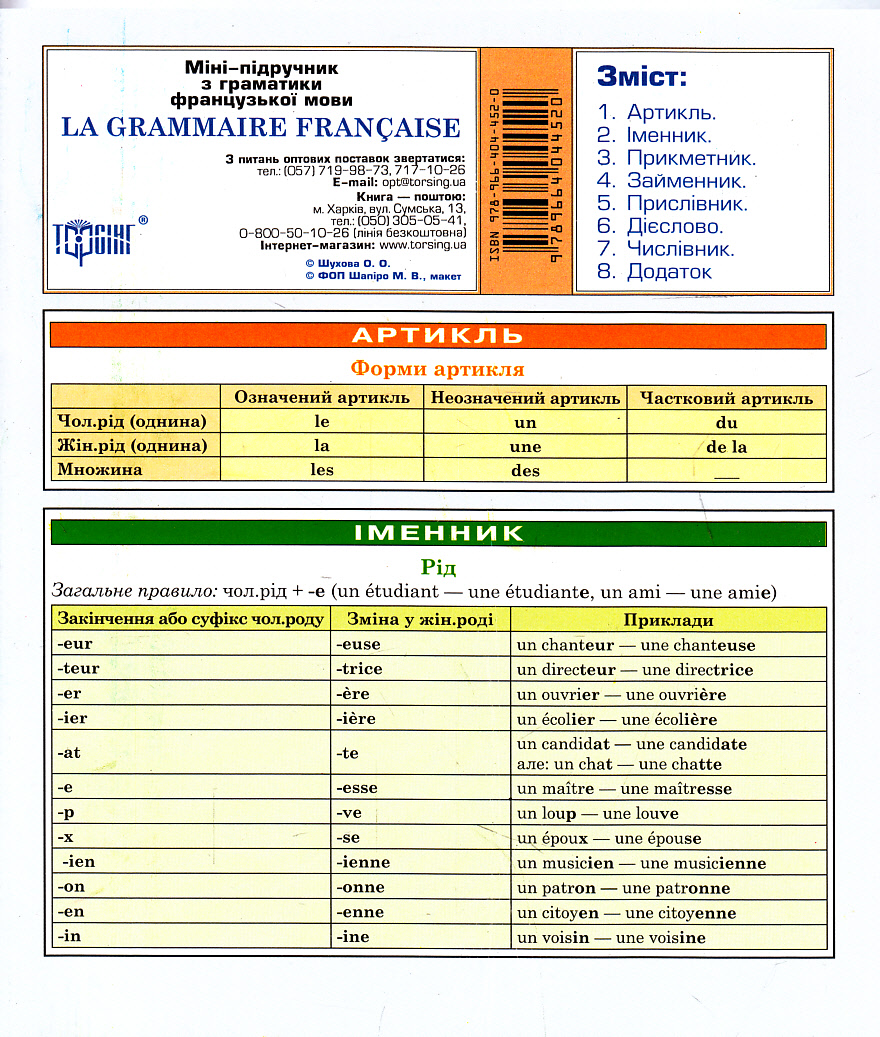 Міні-підручник з граматики французької мови