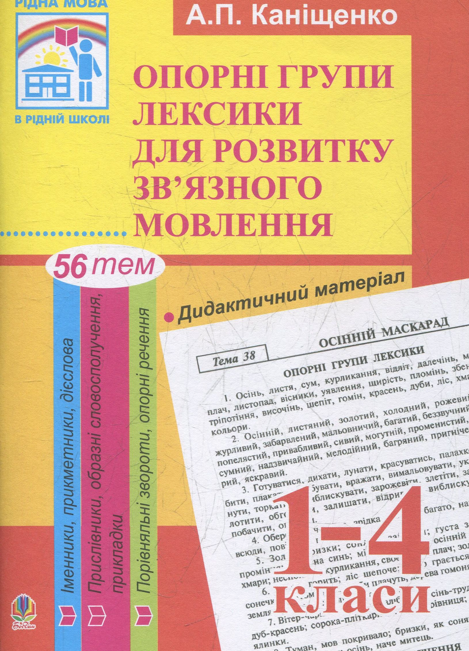 Опорні групи лексики для розвитку зв’язного мовлення. 1-4 класи. Дидактичний матеріал
