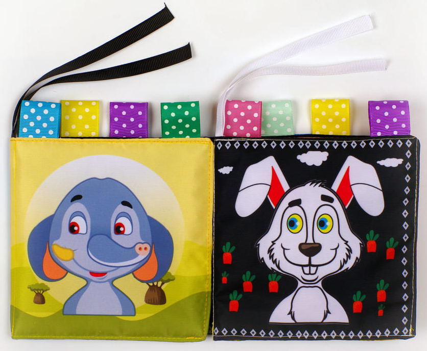 Двостороння, контрастна книжка-бортик «Зайченя Хру»