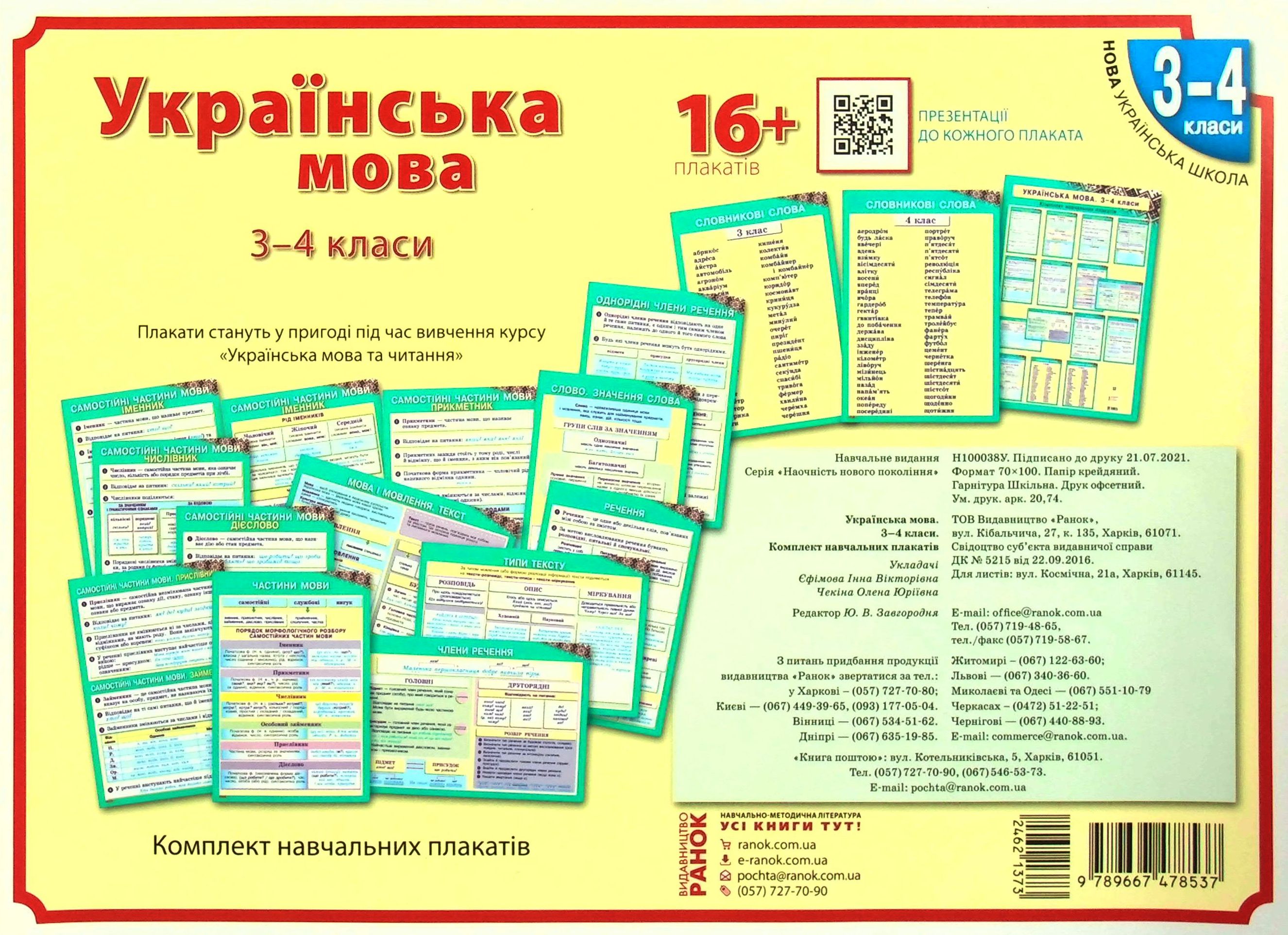 Українська мова. Навчальні плакати. 3-4 класи