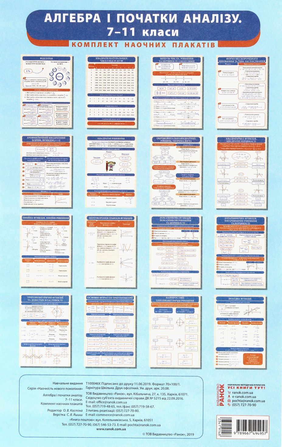 Алгебра і початки аналізу. 7-11 класи. Комплект плакатів