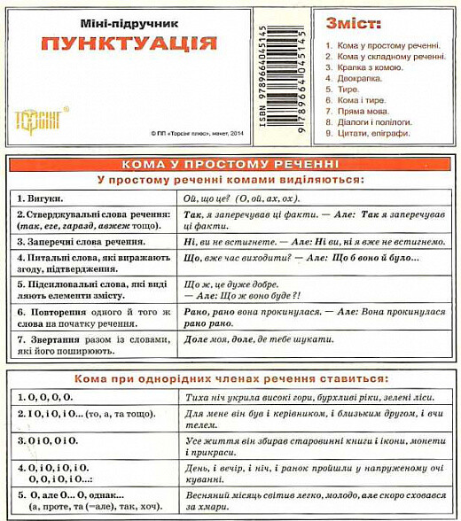 Міні-підручник. Українська мова. Пунктуація