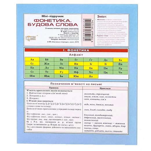 Міні-підручник. Українська мова. Фонетика. Будова слова